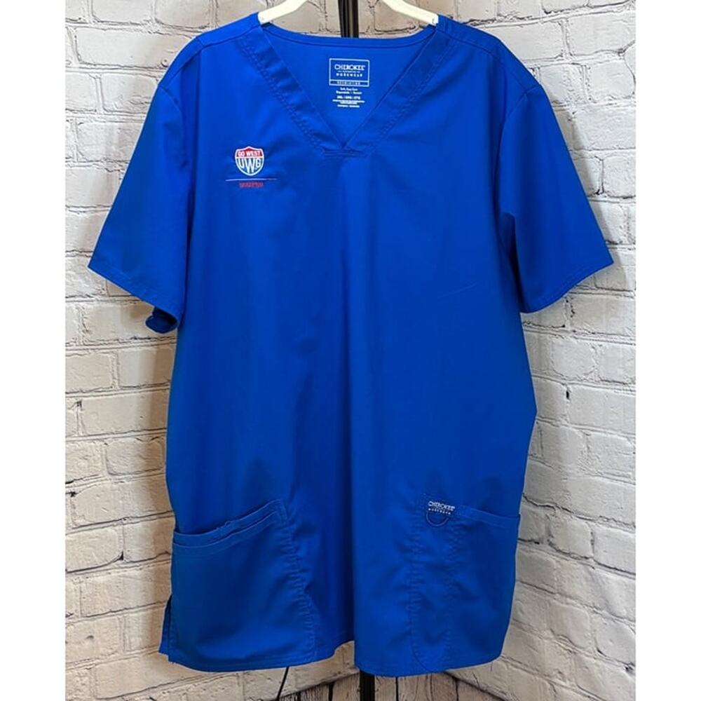 Cherokee UWG Royal Blue Nursing Scrub Top (Size 2XL)